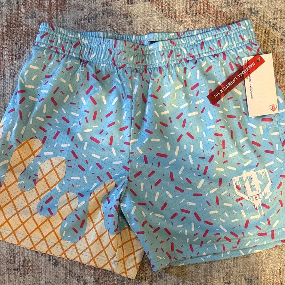 BASEBALL 101 Ice Cream Sprinkle Mesh Shorts Men’s Small NWT